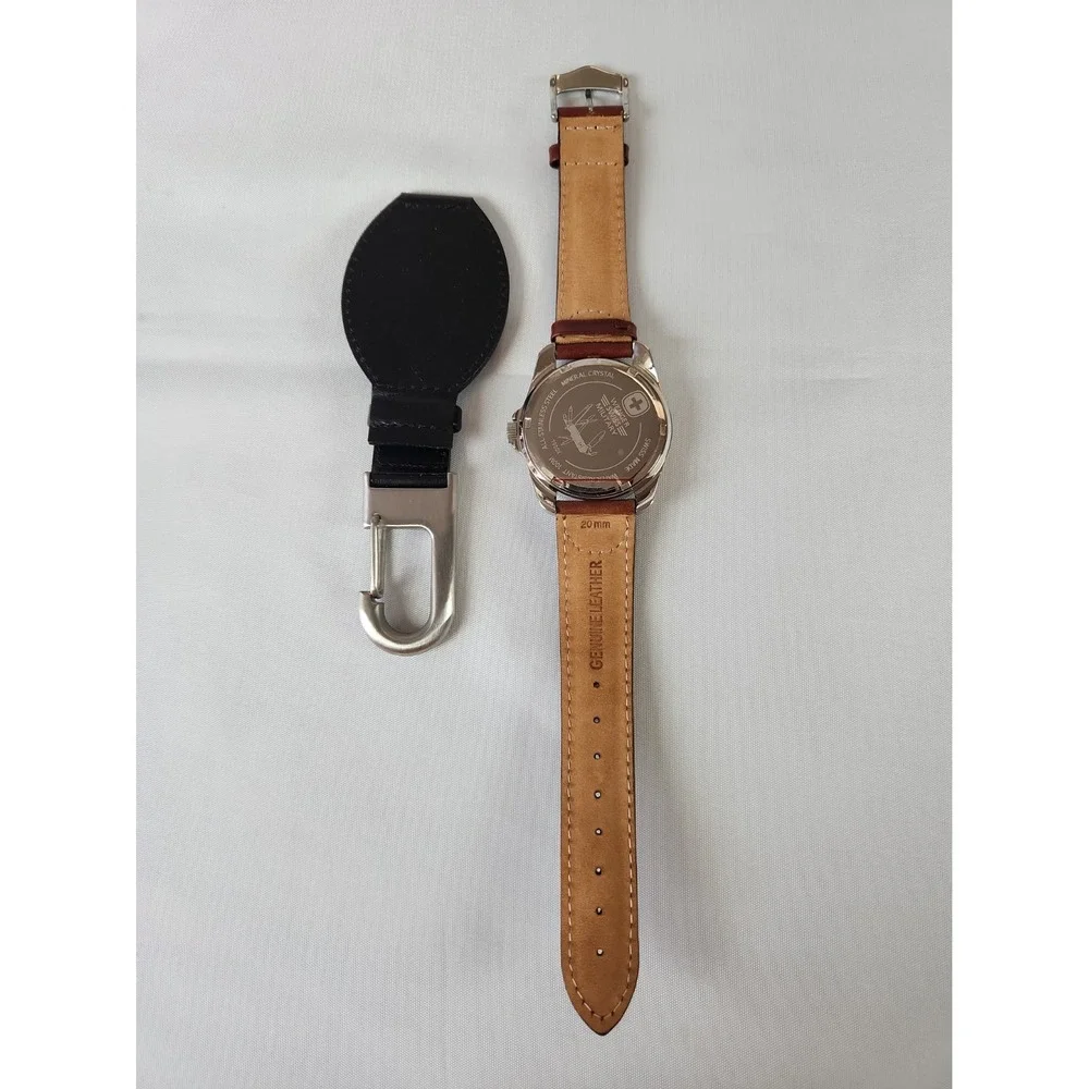 Wenger Swiss Military Watch Gift Set Vintage 90s Leather Band & Clip 7900X